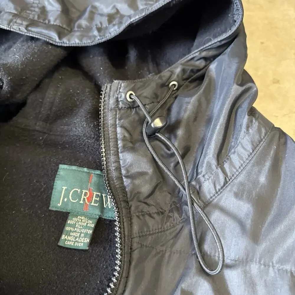J CREW EXPEDITION DOWN PUFFER JACKET Black Soft Shell‎ Vintage Mens Large Tall